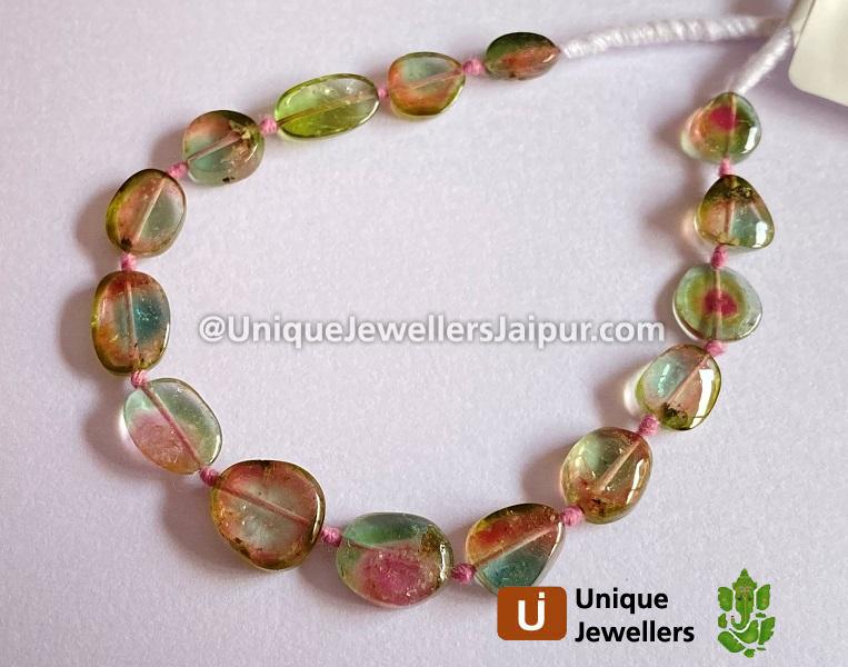 Watermelon Tourmaline Smooth Slices Beads